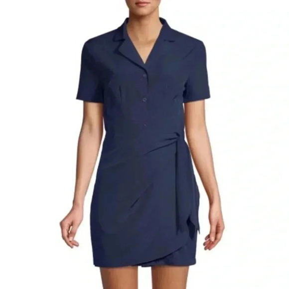 Lea & Viola Self-Tie Button-Front Mini Dress - Picture 3 of 7